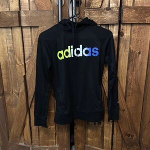 Adidas Black Hoodie with Multicolor Logo